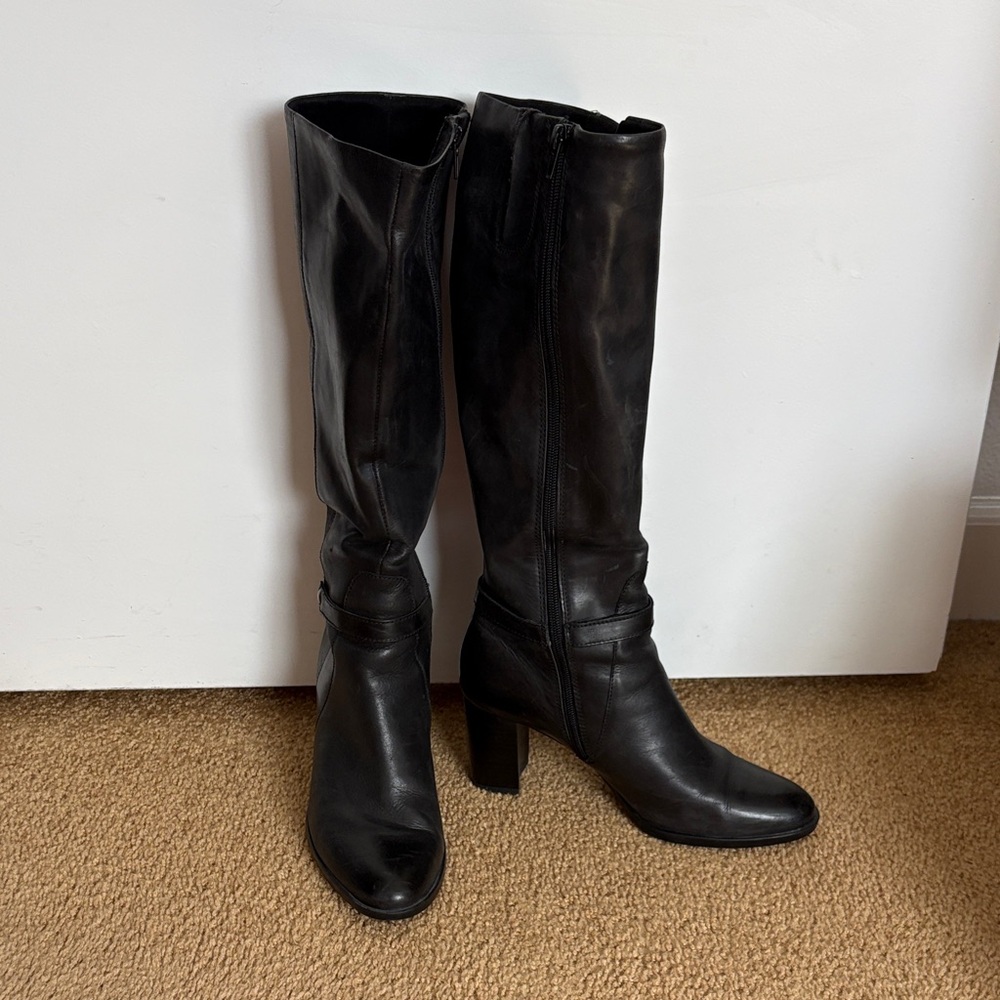 Born Black Leather Knee-High Women's Boots